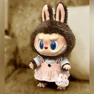 3pc costume for Monsters LABUBU 38cm doll Kawaii Bunny Overalls Skirt Outfit